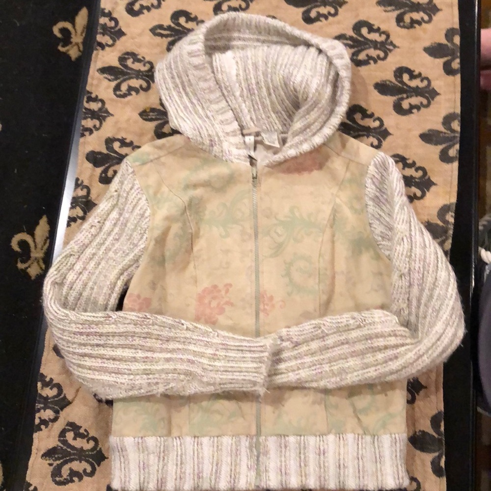Sweater zip up - partially genuine leather